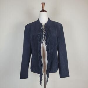 3BWest Jacket Small Black Suede Fringe Western Cowgirl Boho Ranch Rodeo Cowboy